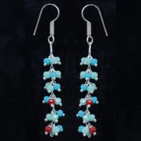 Multicolor Chalcedony Zircon Beads Dangle Drop Style Earrings CE-1134 photo 4