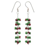 Ruby & Emerald Color Zircon Beads Dangle Drop Style Earrings CE-1141 photo 3