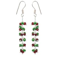 Ruby & Emerald Color Zircon Beads Dangle Drop Style Earrings CE-1141 photo 4