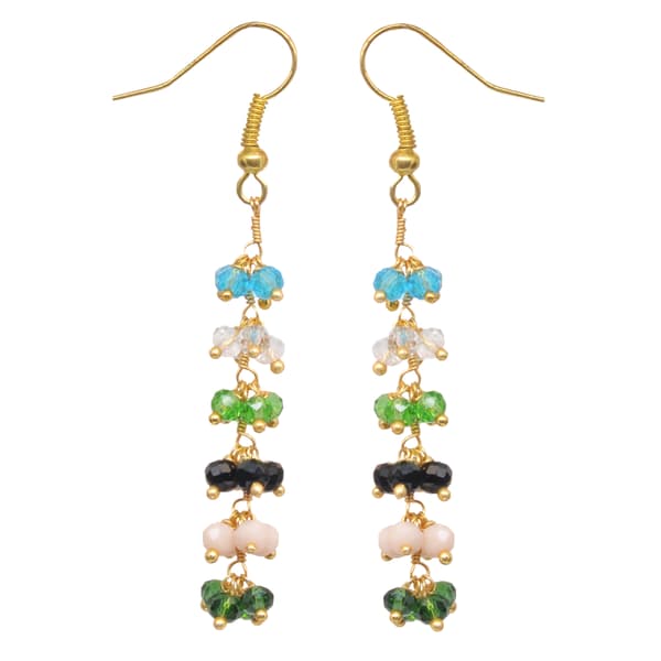 Multi Color Zircon Beads Dangle Drop Style Earrings CE-1142
