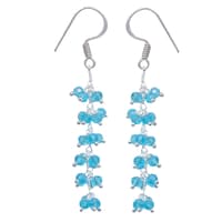 Swiss Blue Topaz Zircon Beads Dangle Drop Style Earrings CE-1143 photo 1