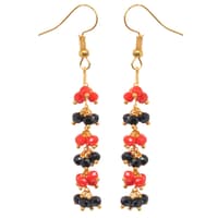 Red Jasper & Black Onyx Zircon Beads Dangle Style Earrings CE-1145 photo 2