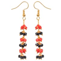 Red Jasper & Black Onyx Zircon Beads Dangle Style Earrings CE-1145 photo 4