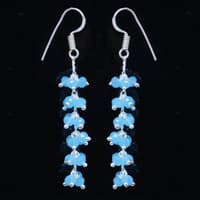Blue Chalcedony Zircon Beads Dangle Drop Style Earrings CE-1148 photo 4