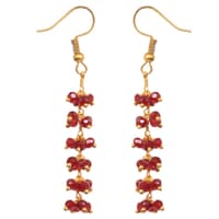 Red Crystal Color Zircon Beads Dangle Drop Style Earrings CE-1151 photo 1
