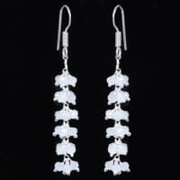 White Moonstone Zircon Beads Dangle Drop Style Earrings CE-1152 photo 3