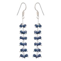 Blue Sapphire Zircon Beads Dangle Drop Style Earrings CE-1154 photo 3