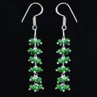 Emerald Green Color Zircon Beads Dangle Drop Style Earrings CE-1156 photo 4