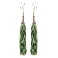 Pearl & Peridot Color Zircon Beads Dangle Drop Style Earrings CE-1158 photo 4