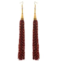 Red Garnet Color Zircon Beads Dangle Drop Style Earrings CE-1159 photo 2