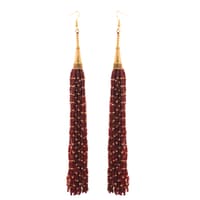 Red Garnet Color Zircon Beads Dangle Drop Style Earrings CE-1159 photo 4