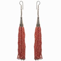 Pearl & Red Jade Color Zircon Beads Dangle Style Earrings CE-1161 photo 5