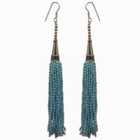 Pearl & Turquoise Color Zircon Beads Dangle Style Earrings CE-1163 photo 1