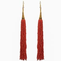 Red Jasper Color Zircon Beads Dangle Drop Style Earrings CE-1164 photo 2