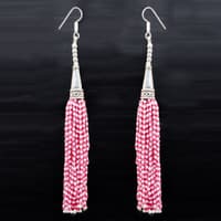 Pearl & Pink Tourmaline Zircon Beads Dangle Style Earrings CE-1168 photo 2