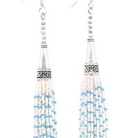 Pearl & Turquoise Color Zircon Beads Dangle Style Earrings CE-1170 photo 2