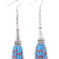 Turquoise & Jasper Color Zircon Beads Dangle Style Earrings CE-1171 photo 2