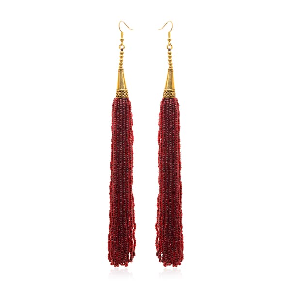 Ruby Red Color Zircon Beads Dangle Drop Style Earrings CE-1172
