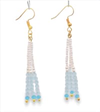 Pearl & Chalcedony Color Zircon Beads Dangle Style Earrings CE-1175 photo 1