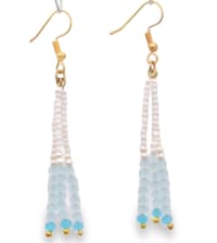 Pearl & Chalcedony Color Zircon Beads Dangle Style Earrings CE-1175 photo 3