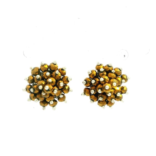 Golden Pyrite Color Zircon Beads Studs CE-1181