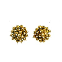 Golden Pyrite Color Zircon Beads Studs CE-1181 photo 2