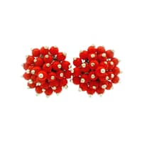 Coral Zircon Beads Earrings CE-1185 photo 1
