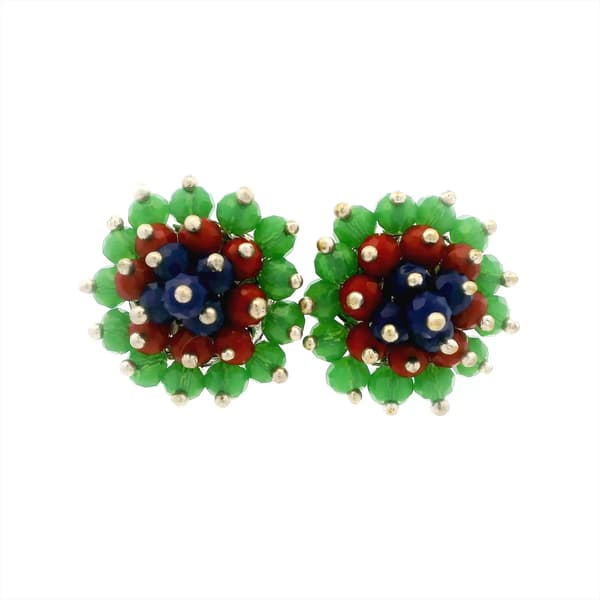 Emerald Ruby Sapphire Zircon Beads Earrings CE-1186