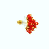 Coral Zircon Beads Earrings In Yellow Gold Plating CE-1188 photo 3