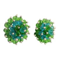 Peridot & Blue Topaz Beaded Stud Style Earrings photo 3