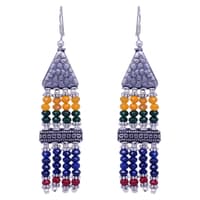Emerald Ruby Sapphire Multi Color Zircon Bead Necklace Set-Cn1001 photo 2