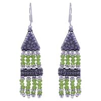 Peridot Green Color Zircon & Silver Beads Necklace Set For Women-Cn1003 photo 2