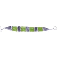 Peridot Green Color Zircon & Silver Beads Necklace Set For Women-Cn1003 photo 3