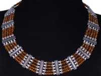 Citrine Color Zircon & Silver Beads Necklace Set For Women-Cn1004 photo 1