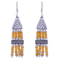 Citrine Color Zircon & Silver Beads Necklace Set For Women-Cn1004 photo 2