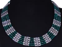 Electric Green Color Zircon & Silver Beads Necklace Set For Women-Cn1005 photo 1