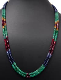2 Layer Multi Color Precious Gemstone Beads Necklace NP1003 photo 3
