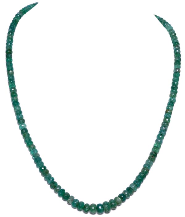 Single Row Emerald Gemstone Beads Necklace NP1011