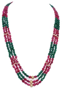 3 Layer Natural Emerald Gemstone Oval Beads Necklace NP1014 photo 1