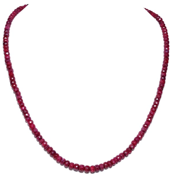 Red Hot Ruby Gemstone Beaded Necklace NP1029
