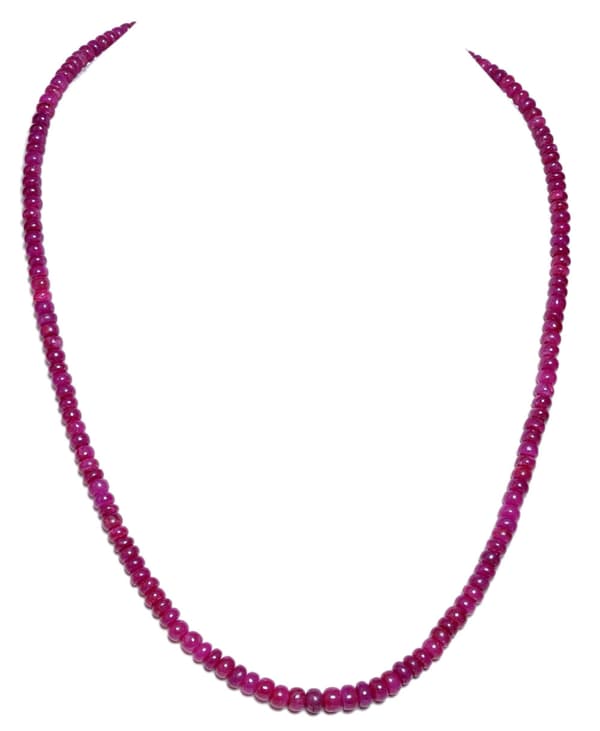 1 Row Necklace of Natural Ruby Gemstone Smooth Beads NP1042