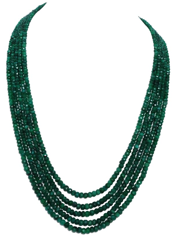 5 Layer Necklace of Emerald Genuine Gemstone Faceted Beads NP1043