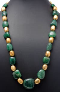 Emerald Gemstone Nuggets Shape Beads With Vermeil Elements NP1047 photo 3