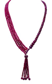 Ruby Beads & Drop Necklace With .925 Sterling Silver Elements NP1061 photo 1