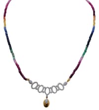 .925 Silver Pendant Attached With Multi Color Precious Gemstone Beads NP1071 photo 1