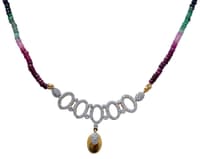 .925 Silver Pendant Attached With Multi Color Precious Gemstone Beads NP1071 photo 2