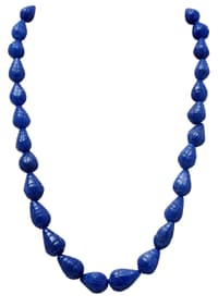 Hand Carved Blue Sapphire Gemstone Drop Shape Beads Necklace NP1074 photo 1