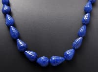 Hand Carved Blue Sapphire Gemstone Drop Shape Beads Necklace NP1074 photo 2
