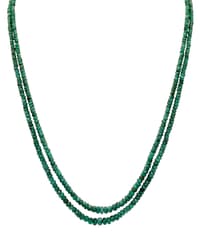 2 Layers of Natural Emerald Gemstone Round Faceted Beads Strand NP1078 photo 1