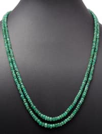 2 Layers of Natural Emerald Gemstone Round Faceted Beads Strand NP1078 photo 3